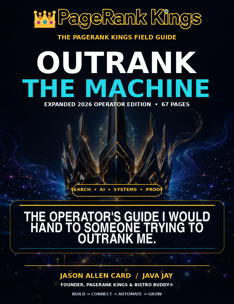 Cover of OUTRANK THE MACHINE, the expanded 2026 Java Jay operator edition
