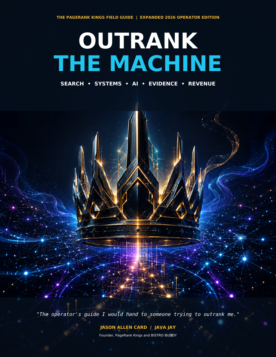 Cover of OUTRANK THE MACHINE, the expanded 2026 Java Jay operator edition